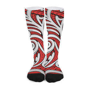 Maori Kowhaiwhai Tribal Polynesian Print Long Socks