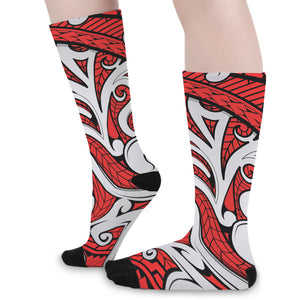 Maori Kowhaiwhai Tribal Polynesian Print Long Socks