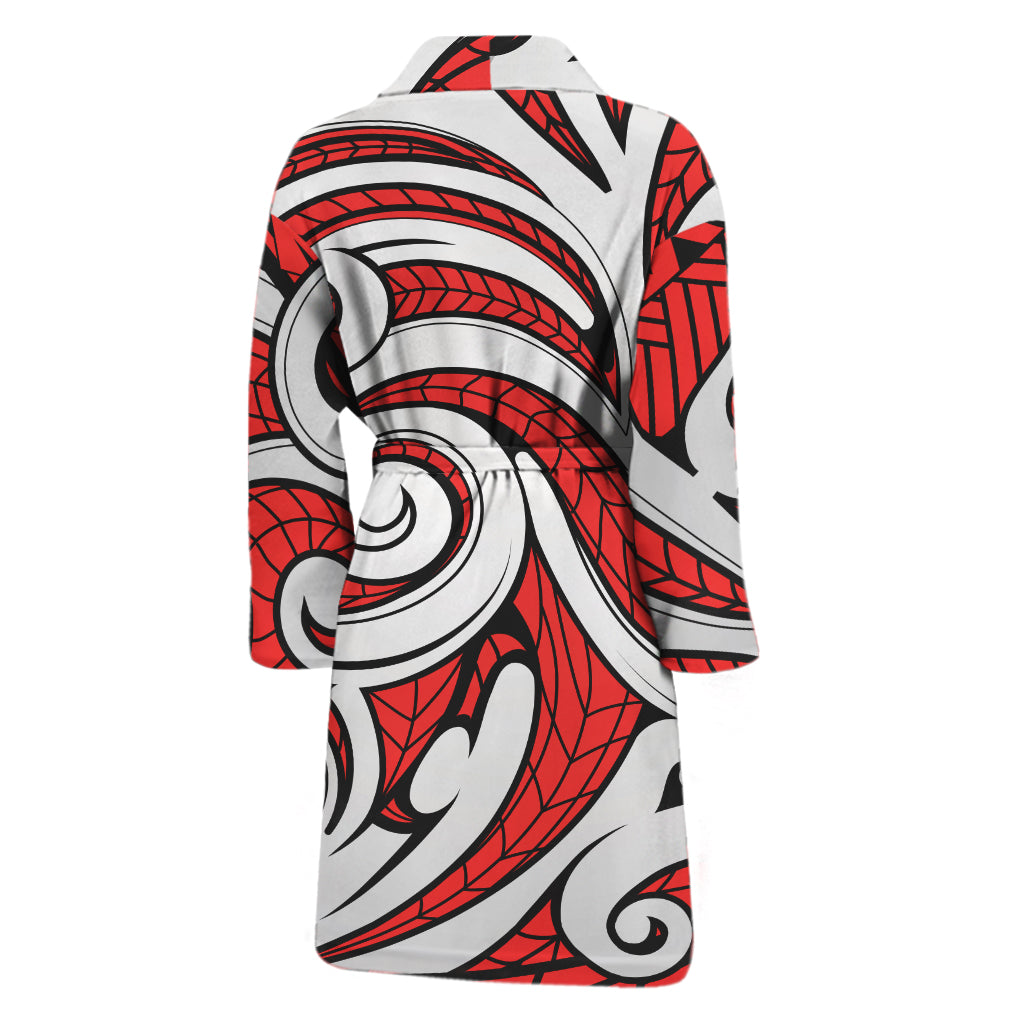 Maori Kowhaiwhai Tribal Polynesian Print Men's Bathrobe