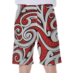 Maori Kowhaiwhai Tribal Polynesian Print Men's Beach Shorts