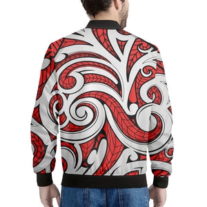 Maori Kowhaiwhai Tribal Polynesian Print Men's Bomber Jacket