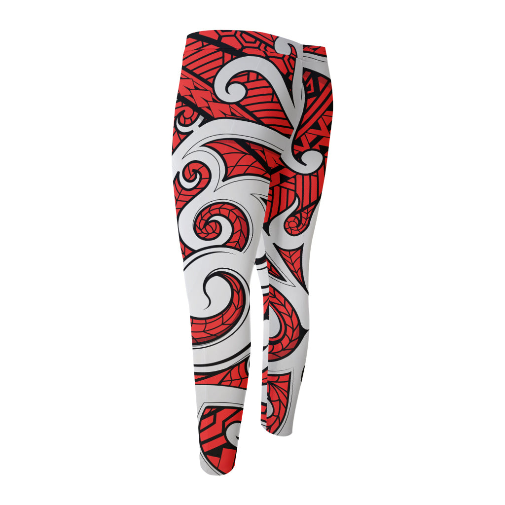 Maori Kowhaiwhai Tribal Polynesian Print Men's Compression Pants