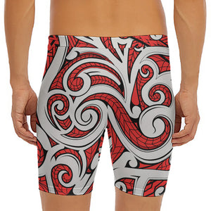 Maori Kowhaiwhai Tribal Polynesian Print Men's Long Boxer Briefs