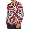 Maori Kowhaiwhai Tribal Polynesian Print Men's Long Sleeve Rash Guard