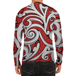 Maori Kowhaiwhai Tribal Polynesian Print Men's Long Sleeve Rash Guard