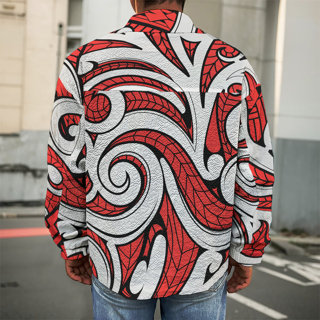 Maori Kowhaiwhai Tribal Polynesian Print Men's Shirt Jacket