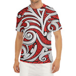 Maori Kowhaiwhai Tribal Polynesian Print Men's Short Sleeve Rash Guard