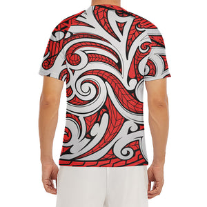 Maori Kowhaiwhai Tribal Polynesian Print Men's Short Sleeve Rash Guard