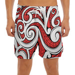 Maori Kowhaiwhai Tribal Polynesian Print Men's Split Running Shorts