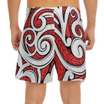 Maori Kowhaiwhai Tribal Polynesian Print Men's Split Running Shorts