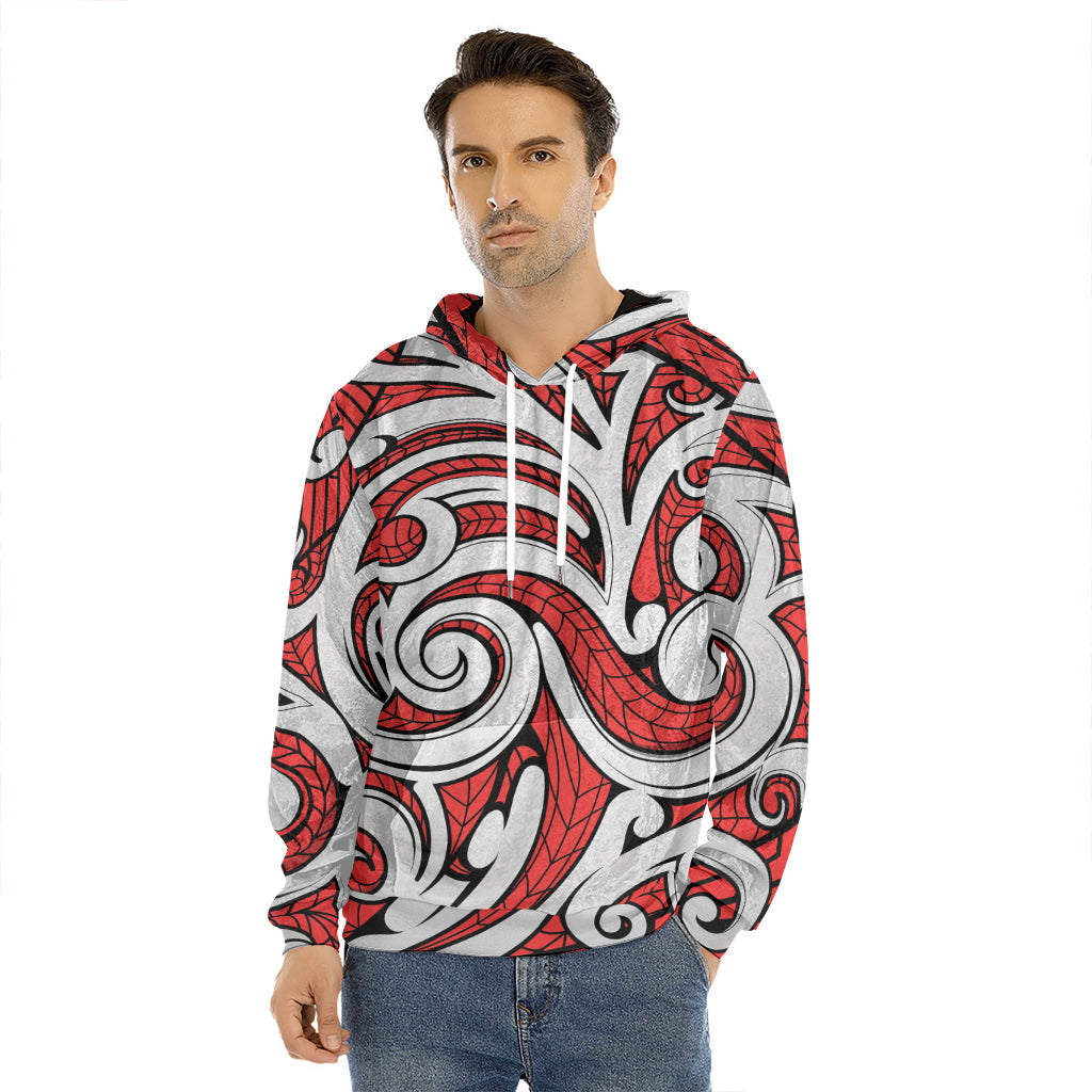 Maori Kowhaiwhai Tribal Polynesian Print Men's Velvet Pullover Hoodie