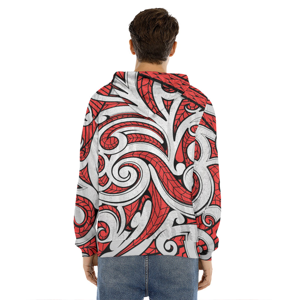 Maori Kowhaiwhai Tribal Polynesian Print Men's Velvet Pullover Hoodie