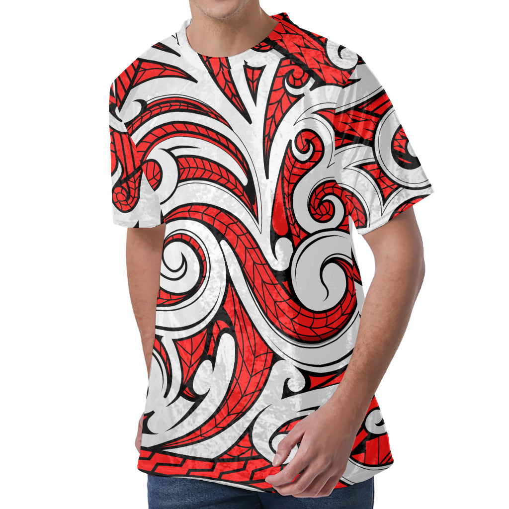 Maori Kowhaiwhai Tribal Polynesian Print Men's Velvet T-Shirt