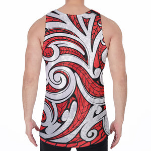 Maori Kowhaiwhai Tribal Polynesian Print Men's Velvet Tank Top