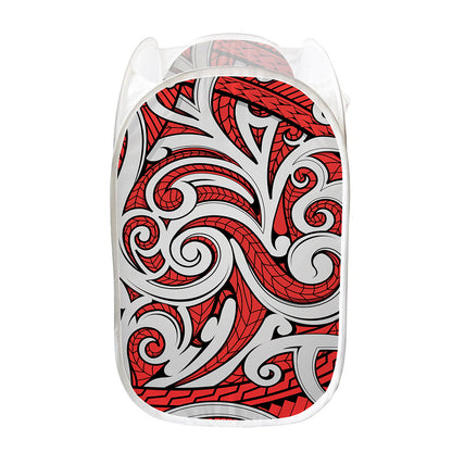 Maori Kowhaiwhai Tribal Polynesian Print Mesh Laundry Hamper