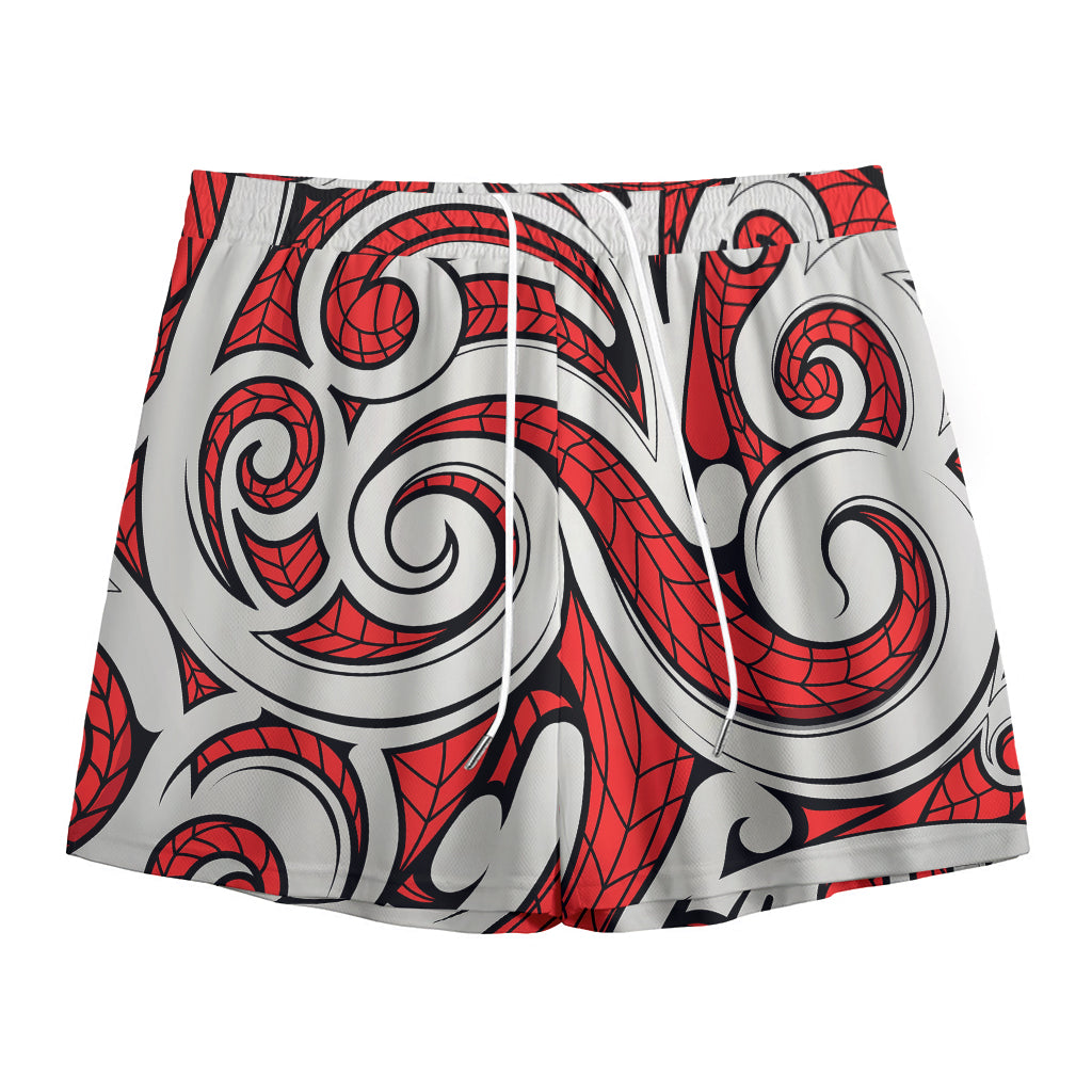 Maori Kowhaiwhai Tribal Polynesian Print Mesh Shorts