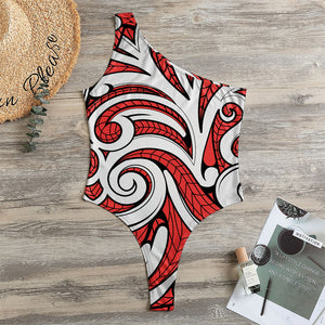 Maori Kowhaiwhai Tribal Polynesian Print One Shoulder Bodysuit