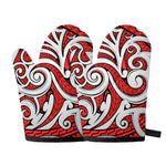 Maori Kowhaiwhai Tribal Polynesian Print Oven Mitts
