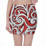Maori Kowhaiwhai Tribal Polynesian Print Pencil Mini Skirt