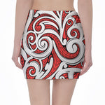 Maori Kowhaiwhai Tribal Polynesian Print Pencil Mini Skirt