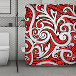 Maori Kowhaiwhai Tribal Polynesian Print Polyester Shower Curtain