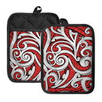Maori Kowhaiwhai Tribal Polynesian Print Pot Holders With Pocket