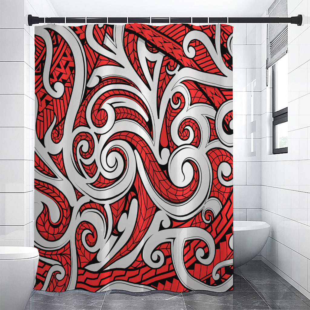 Maori Kowhaiwhai Tribal Polynesian Print Premium Shower Curtain