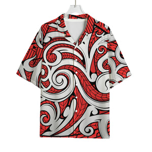 Maori Kowhaiwhai Tribal Polynesian Print Rayon Hawaiian Shirt