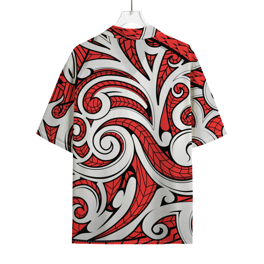 Maori Kowhaiwhai Tribal Polynesian Print Rayon Hawaiian Shirt