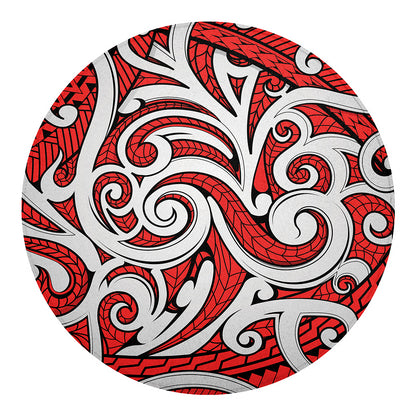 Maori Kowhaiwhai Tribal Polynesian Print Round Blanket