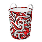 Maori Kowhaiwhai Tribal Polynesian Print Round Laundry Basket