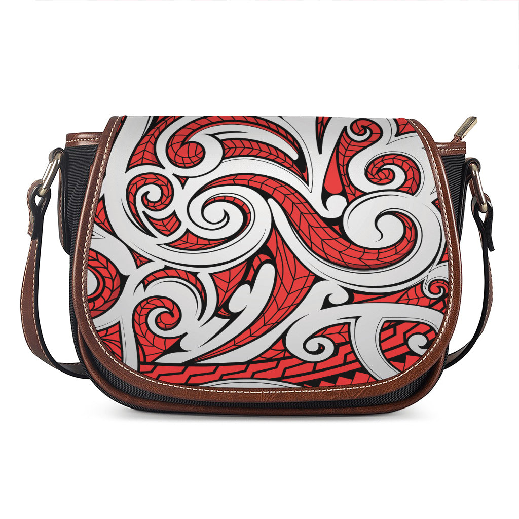 Maori Kowhaiwhai Tribal Polynesian Print Saddle Bag