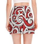 Maori Kowhaiwhai Tribal Polynesian Print Side Slit Mini Skirt