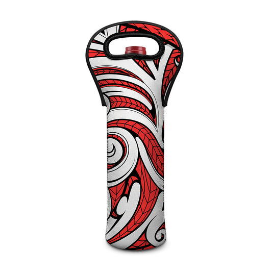 Maori Kowhaiwhai Tribal Polynesian Print Single Neoprene Wine Tote