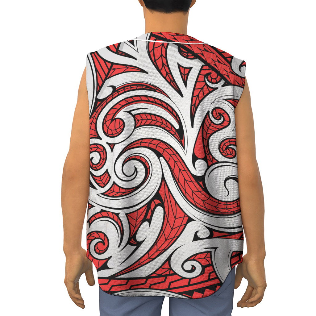 Maori Kowhaiwhai Tribal Polynesian Print Sleeveless Baseball Jersey