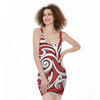 Maori Kowhaiwhai Tribal Polynesian Print Sleeveless Bodycon Dress