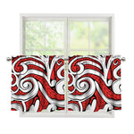 Maori Kowhaiwhai Tribal Polynesian Print Tier Curtains