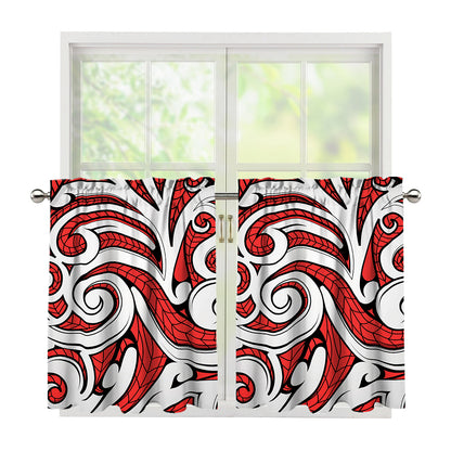 Maori Kowhaiwhai Tribal Polynesian Print Tier Curtains