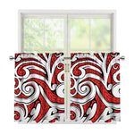 Maori Kowhaiwhai Tribal Polynesian Print Tier Curtains
