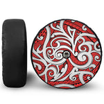 Maori Kowhaiwhai Tribal Polynesian Print Tire Cover With Camera Hole