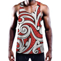 Maori Kowhaiwhai Tribal Polynesian Print Men's Workout Tank Top
