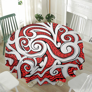 Maori Kowhaiwhai Tribal Polynesian Print Waterproof Round Tablecloth