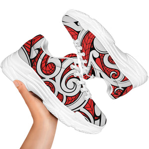 Maori Kowhaiwhai Tribal Polynesian Print White Chunky Shoes