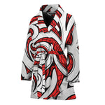 Maori Kowhaiwhai Tribal Polynesian Print Women's Bathrobe