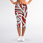 Maori Kowhaiwhai Tribal Polynesian Print Women's Capri Leggings