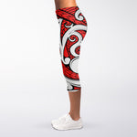 Maori Kowhaiwhai Tribal Polynesian Print Women's Capri Leggings