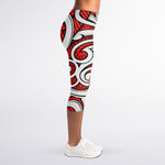 Maori Kowhaiwhai Tribal Polynesian Print Women's Capri Leggings