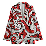 Maori Kowhaiwhai Tribal Polynesian Print Women's Cotton Blazer