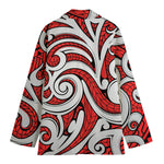 Maori Kowhaiwhai Tribal Polynesian Print Women's Cotton Blazer