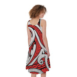 Maori Kowhaiwhai Tribal Polynesian Print Women's Sleeveless Dress